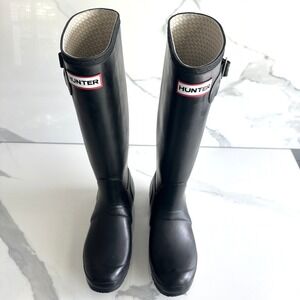 Hunter Original Wellington Tall Rain Boots Black Sz 5 Womens